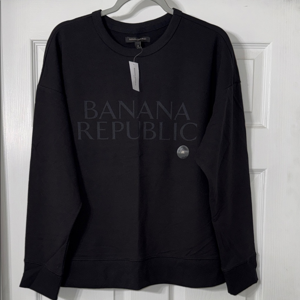 Banana Republic Women’s Black Lightweight Crewneck Sweatshirt -Size Medium - NEW